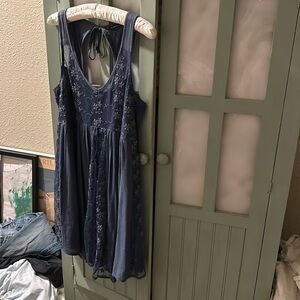 Abercrombie & Fitch sleeveless indigo colored cotton dress backless